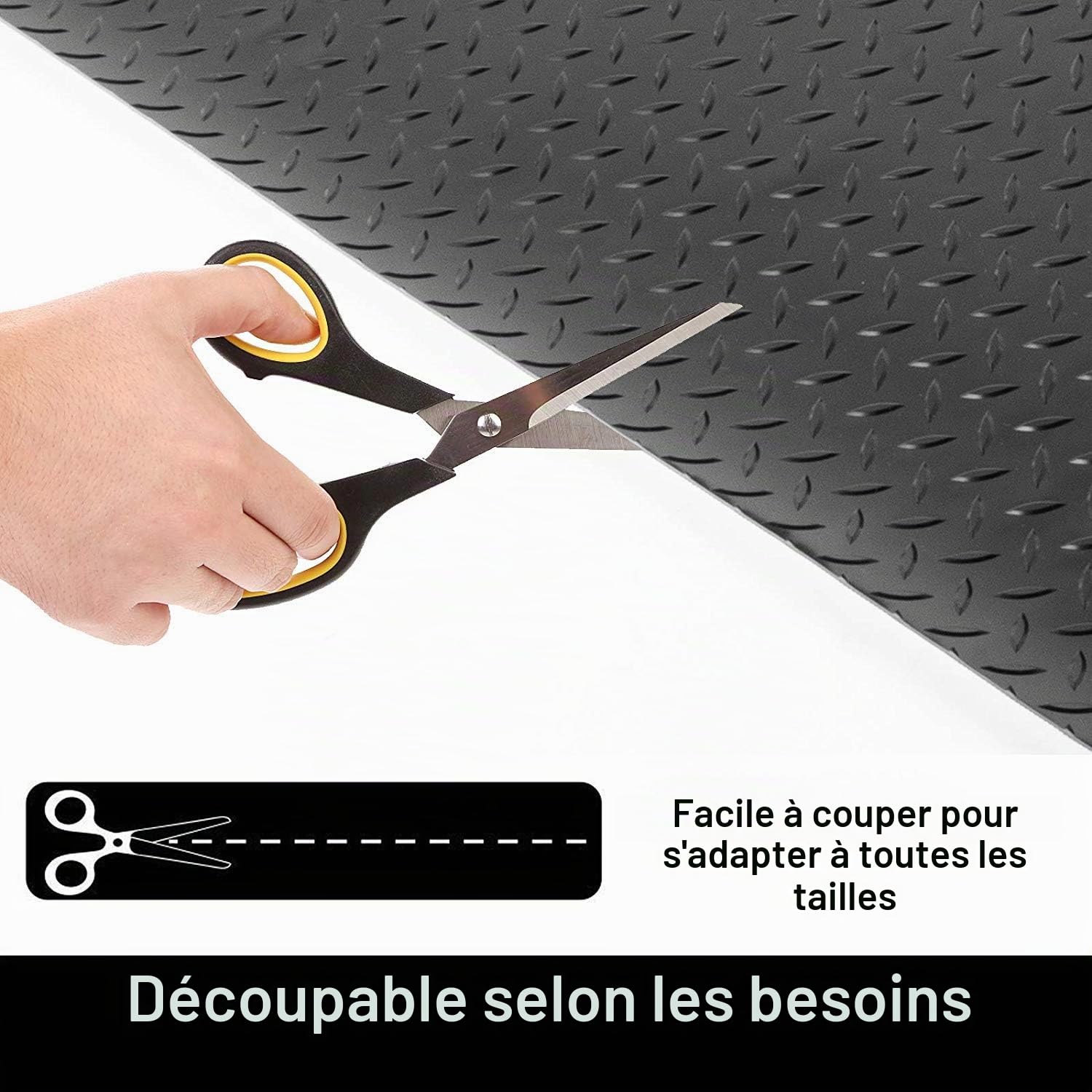 uyoyous tapis de sol en caoutchouc, antidérapant, pour garage et salle de sport, épaisseur : 3 mm, noir - 500 x 100 cm