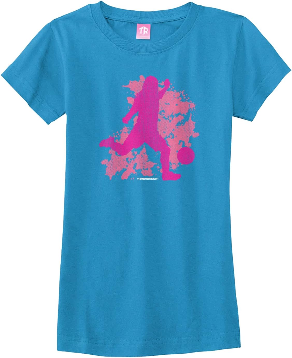 Threadrock Big Girls' Soccer Player Fitted T-Shirt