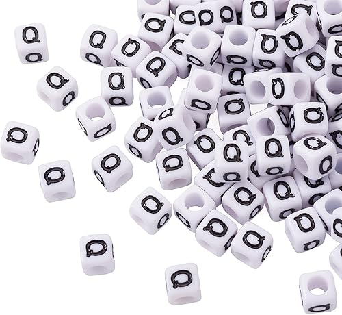 Vista 128 de FASHEWELRY 300 cuentas de letras acrílicas blancas de 0.236 x 0.236 pulgadas (0.236 x 0.236 in), cuentas del alfabeto para hacer pulseras