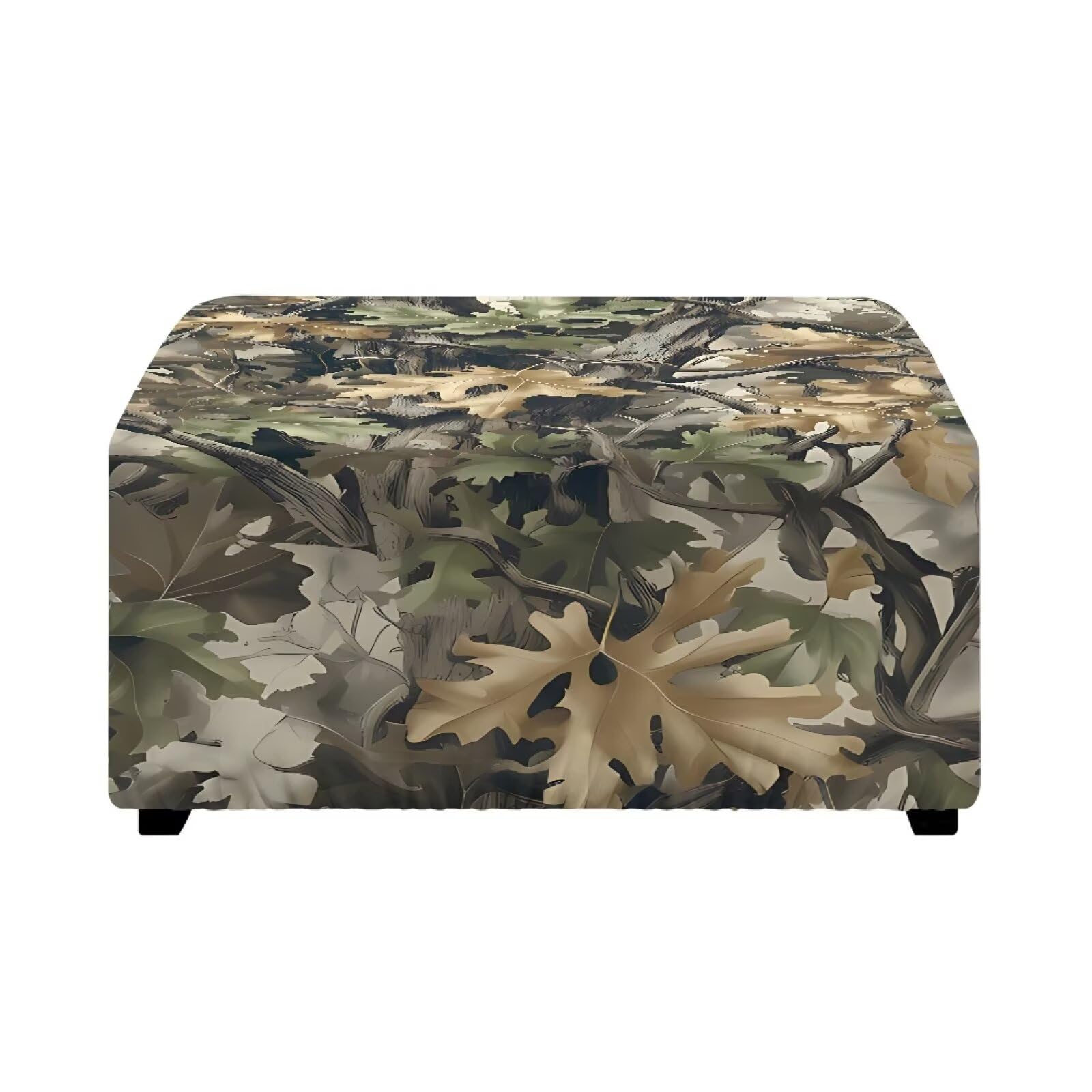 Xoenoiee Stretch Square Ottoman Cover Folding Storage Stool Cover Furniture Protector Soft Rectangle Ottoman Slipcover with Elastic Bottom, Forest Camo, Small