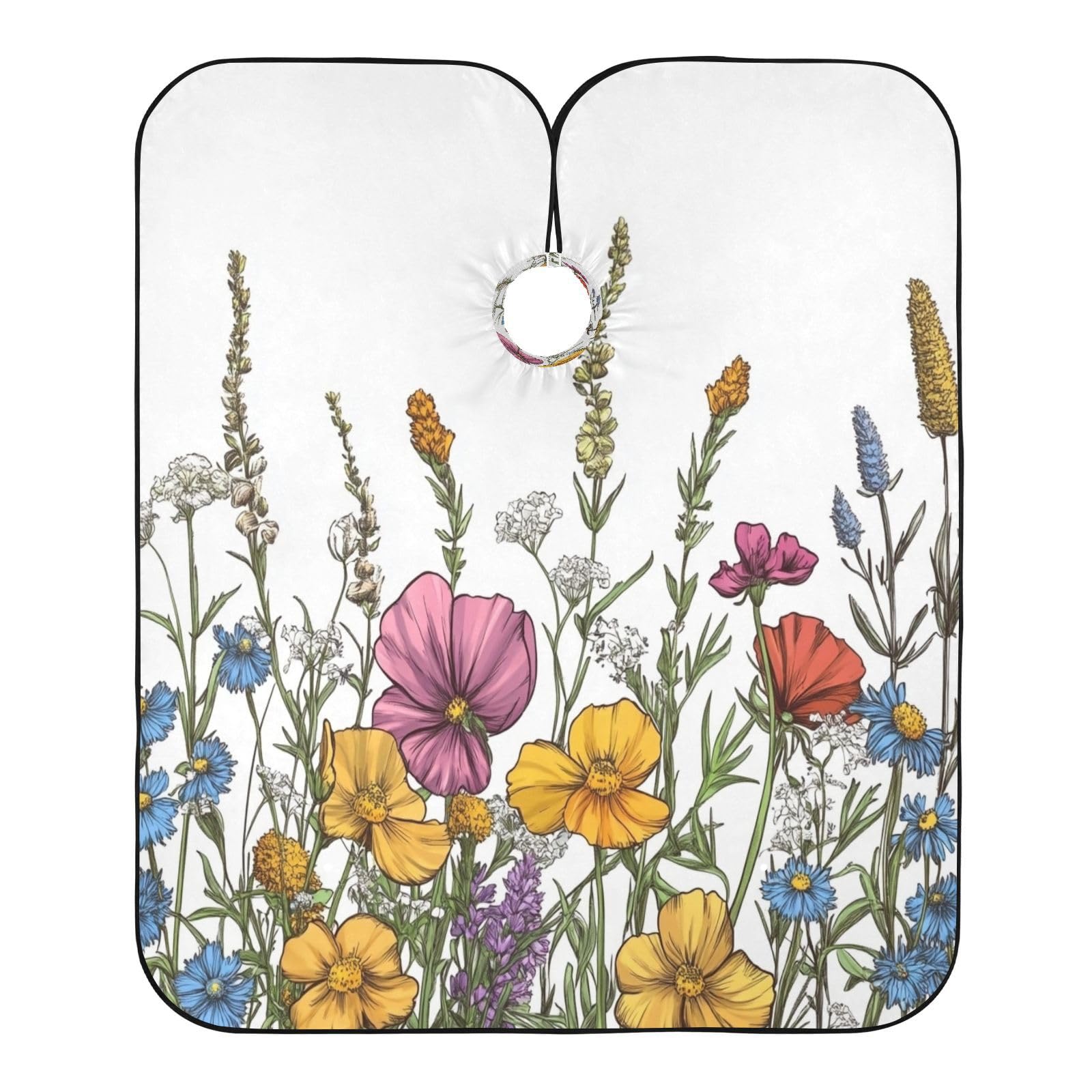 Kigai Hair Cutting Cape for Men & Women Colorful Wildflowers Waterproof Barber Cape Professional Hairdressing Salon Styling Cape with Adjustable Closure Snap