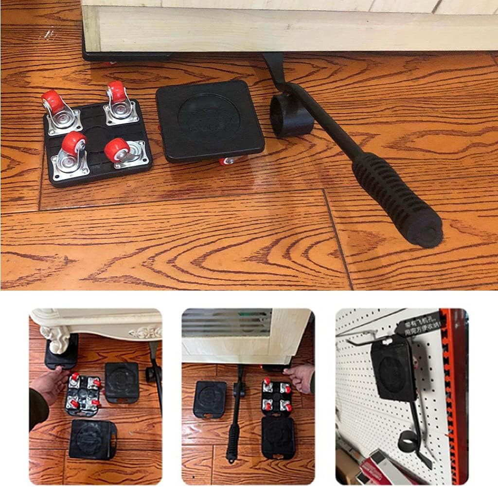 Kinmy 【ハンドツールキットツールセットキット】 360度プロフェッショナル家具ムーバーツールトランスポートリフター重いもの移動4輪ローラーユニバーサルプーリー
