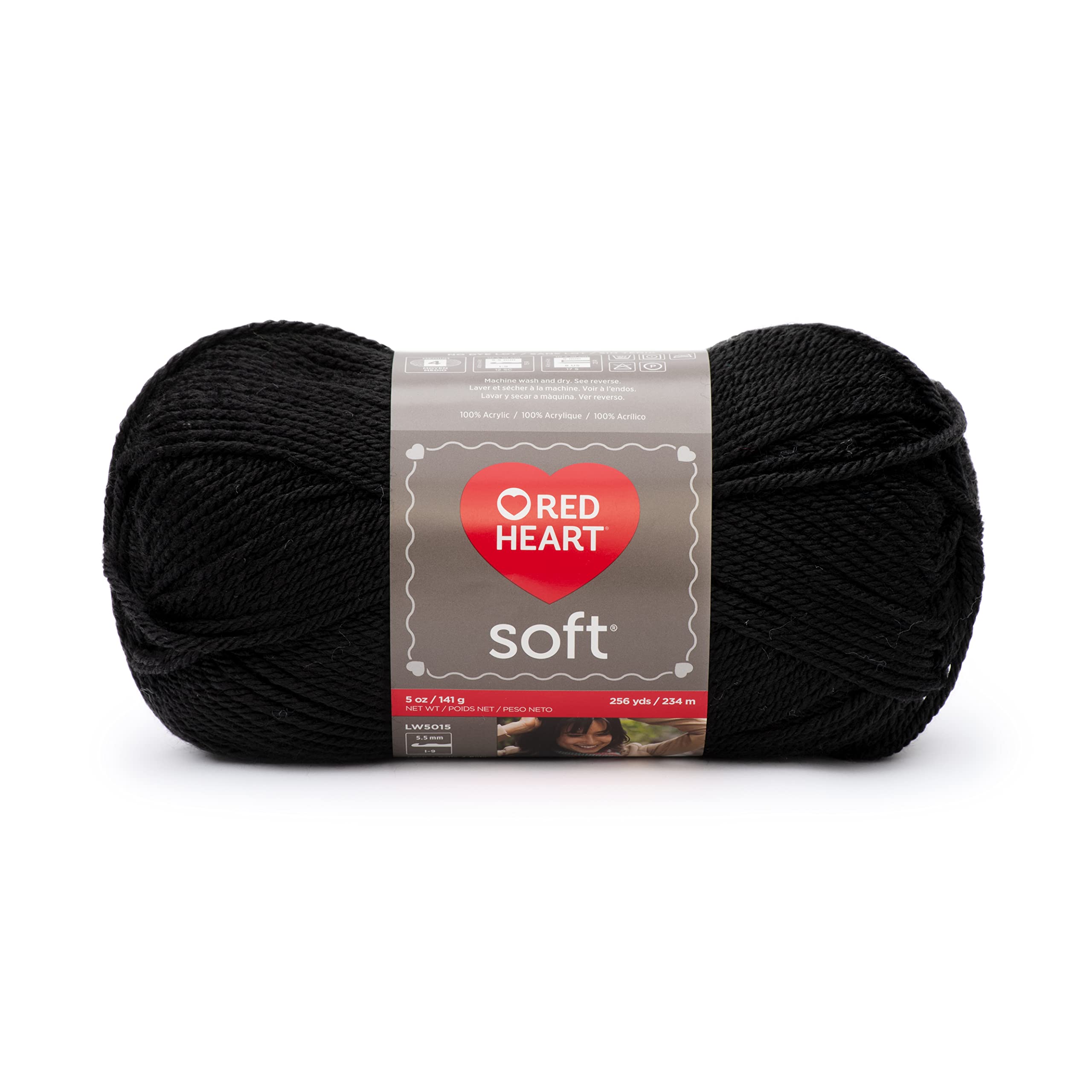 Red Heart Soft Black Yarn - 3 Pack of 141g/5oz - Acrylic - 4 Medium (Worsted) - 256 Yards - Knitting/Crochet - Image 2