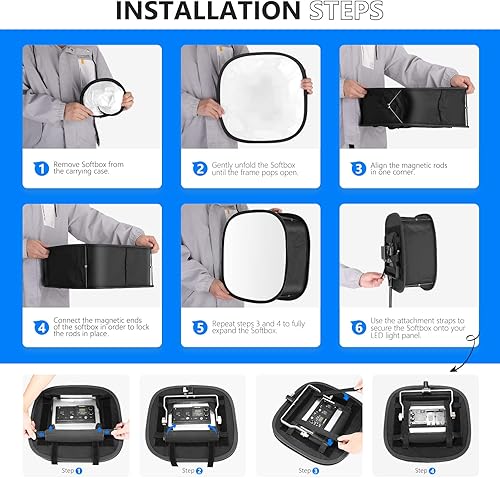 Miniatura 3 de Neewer Caja de luz LED para 480 luces LED exterior de 163 x 65 pulgadas interior de 91 x 87 pulgadas difusor de luz plegable con accesorio de correa