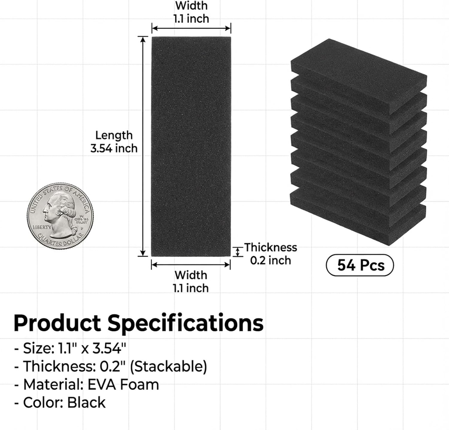 54 Pcs Furniture Wall Protectors, EVA Foam Anti Shake Furniture Pads Black Headboard Stoppers for Chair Legs Table Legs Anti-Vibration and Headboard Bumpers for Any Furnitures, 5mm