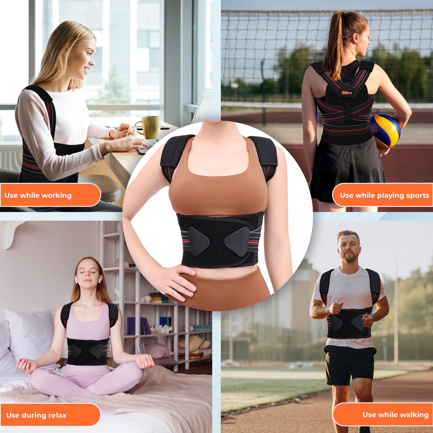 Posture Corrector-Back Brace for Men and Women, Adjust Posture To Limit Hunching, Support Back And Neck Pain, Stretchable And Breathable, Adjustable Size (Large)