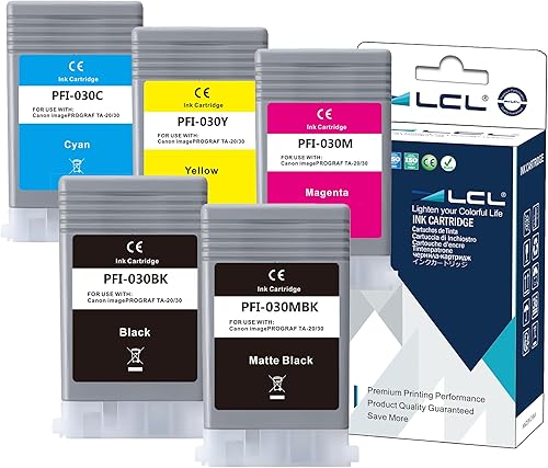 LCL Cartucho de tinta de pigmento compatible de repuesto para Canon PFI030 PFI-030 PFI-030MBK PFI-030BK PFI-030C PFI-030M PFI-030Y ImagePrograf