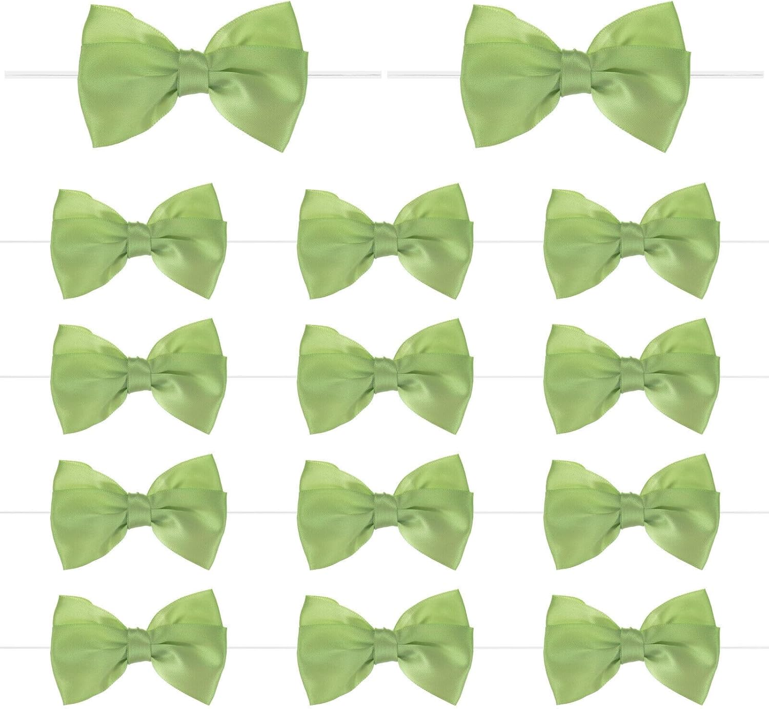 Home and Garden Parts 36-Pack Satin Ribbon Twist Tie Bows 3x3.6" Bow Twist for Craft Light Green #CN/251024/06086