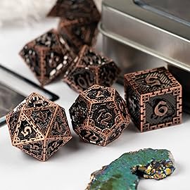 UDIXI 7PCS Metal DND Dice Set Polyhedral D&D Dragon d and d Dice for Role Playing Game and Other RPG Games (Black Golden)