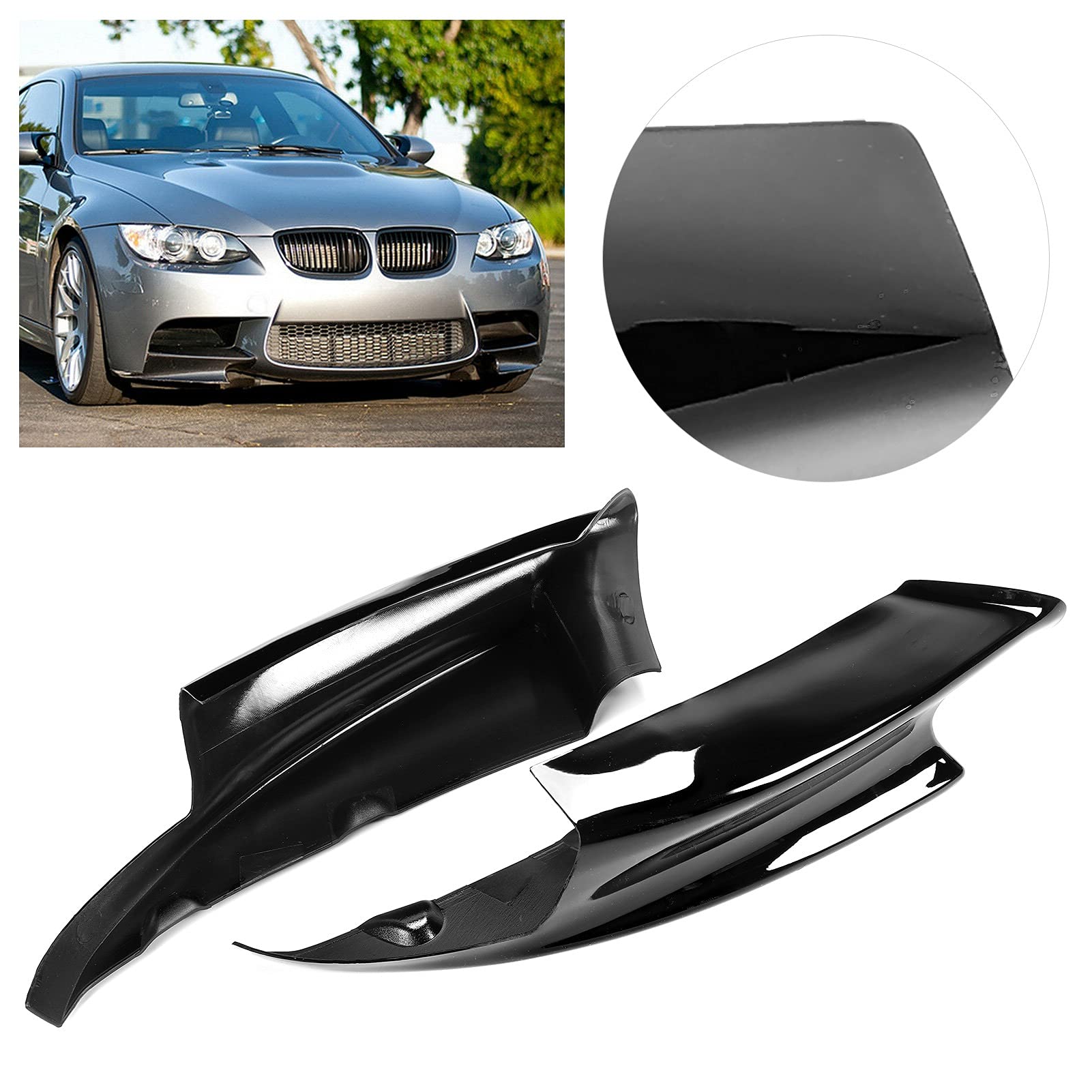 E90 Splitter, E92 M3, Frontstoßstange, Paar Frontstoßstangenspoiler Lip Deflector Splitter Passend für E90 E92 E93 M3 2007-2012Glänzend Schwarz (Glänzend schwarz)