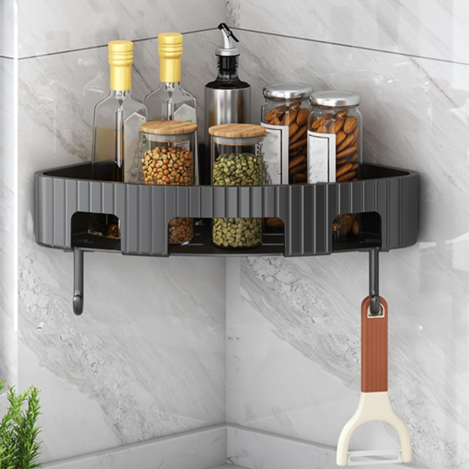 Counter Organizer With Hook Wall Mounted Storage Basket Shower Organizer Corner Bathroom Holders Corner Shower Caddy With Hooks