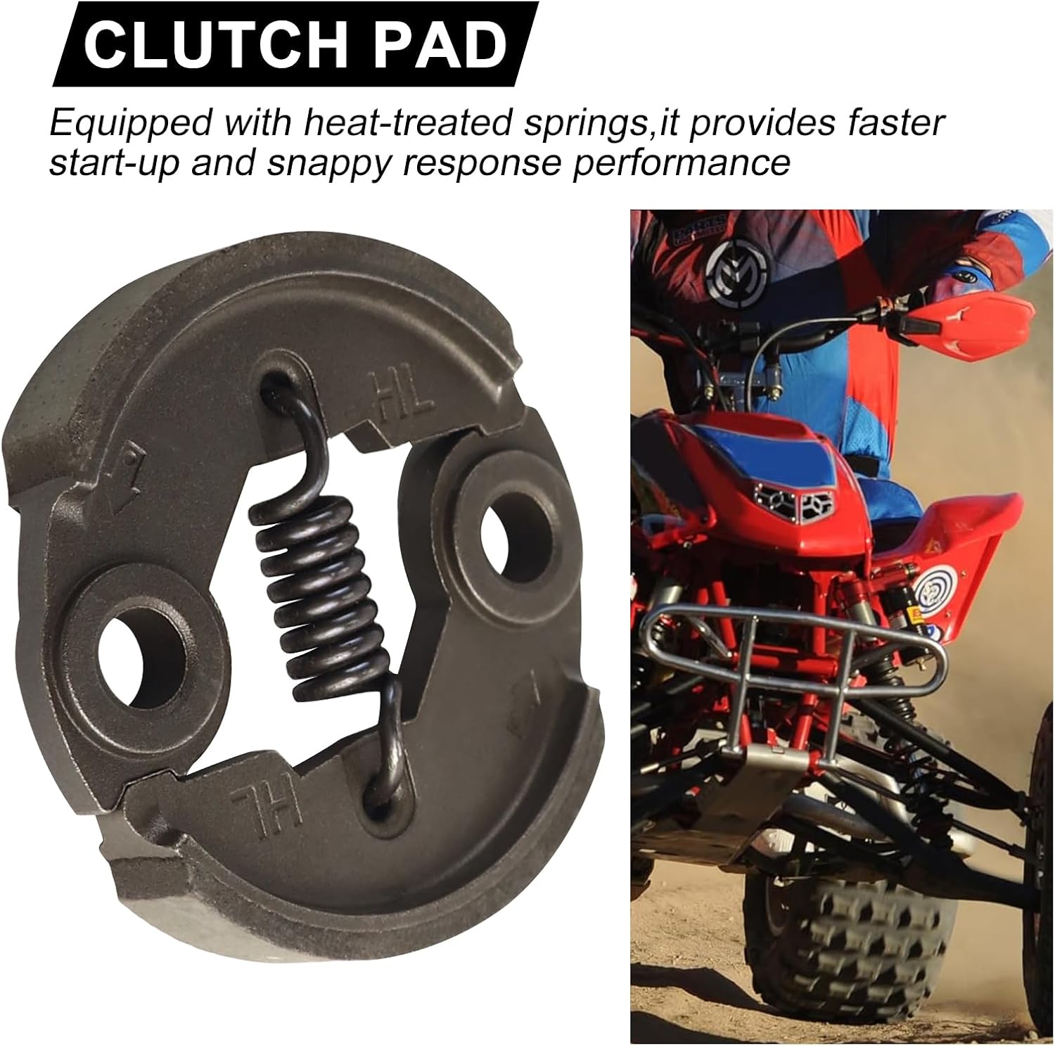 FLYPIG Racing Heavy Duty Clutch Pad with Spring for 43cc 47cc 49cc 2 Stroke Engine Mini Pocket Quad Dirt Bike ATV X-1 X-2 CAT Eye Compatible with TaoTao SUNL Buyang