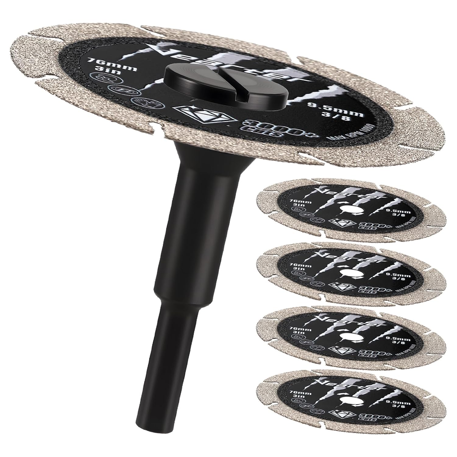 5PCS Diamond Cutting Discs Double-Sided, 76mm Cutting Disc for Die Grinder/Electric Drill, Metal Cutting Discs with 6mm Mandrel for Iron, Steel, Cast Iron