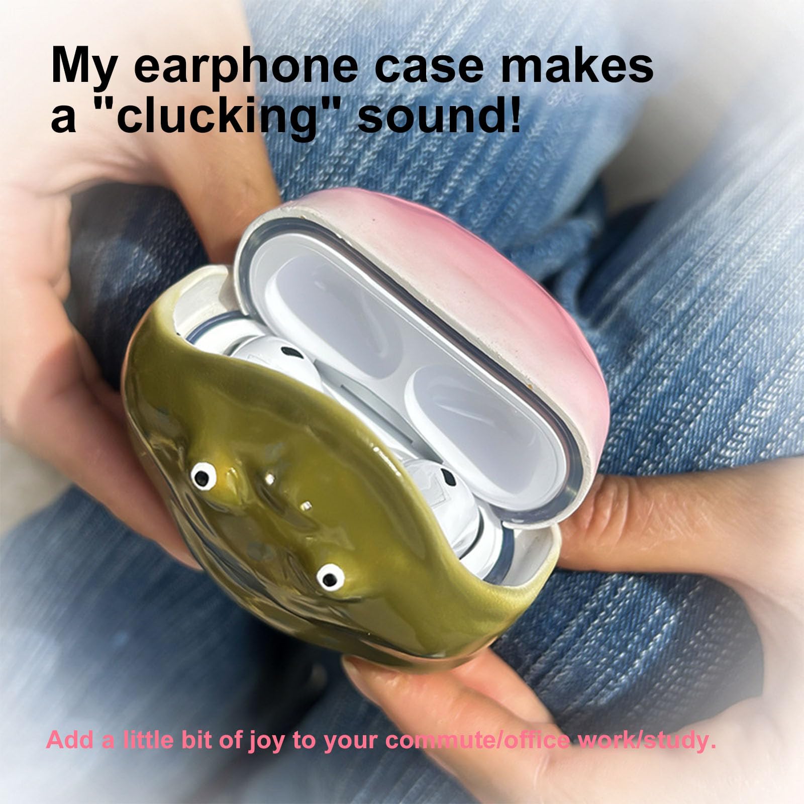 Funda protectora con diseño de animales juguetones para auriculares dedicados con acceso suave y de carga en forma de rana