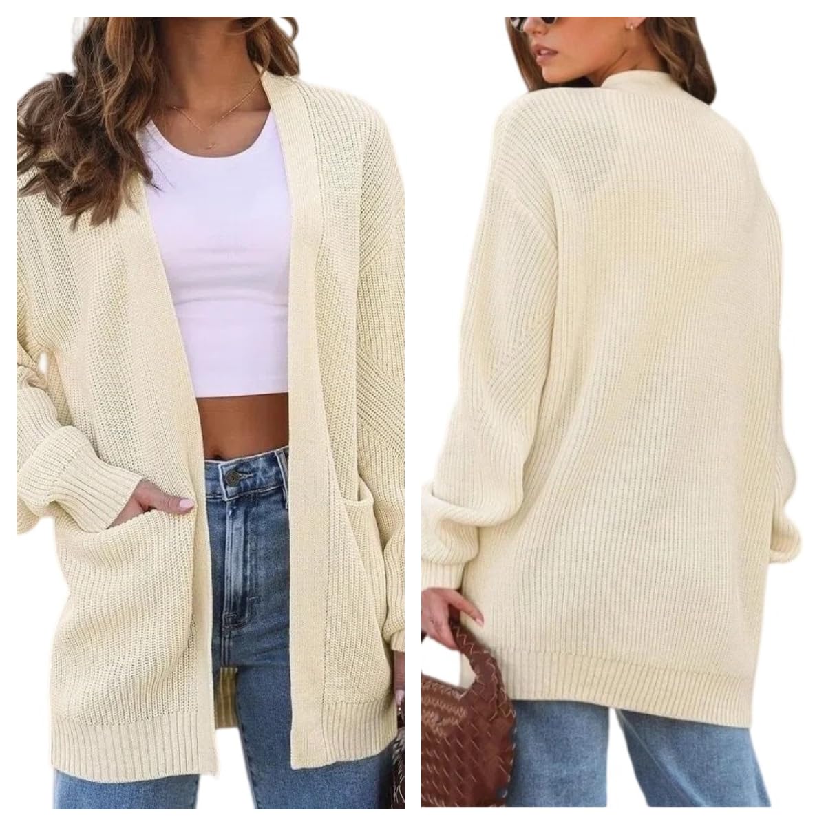 Rebeca Mujer, Cárdigan De Punto Extragrande para Mujer, Abierto por Delante, Manga Larga, Suave, De Punto Grueso, Suéter Cómodo, Abrigo Informal para La Oficina, Festivales, Otoño, Invierno, Uso