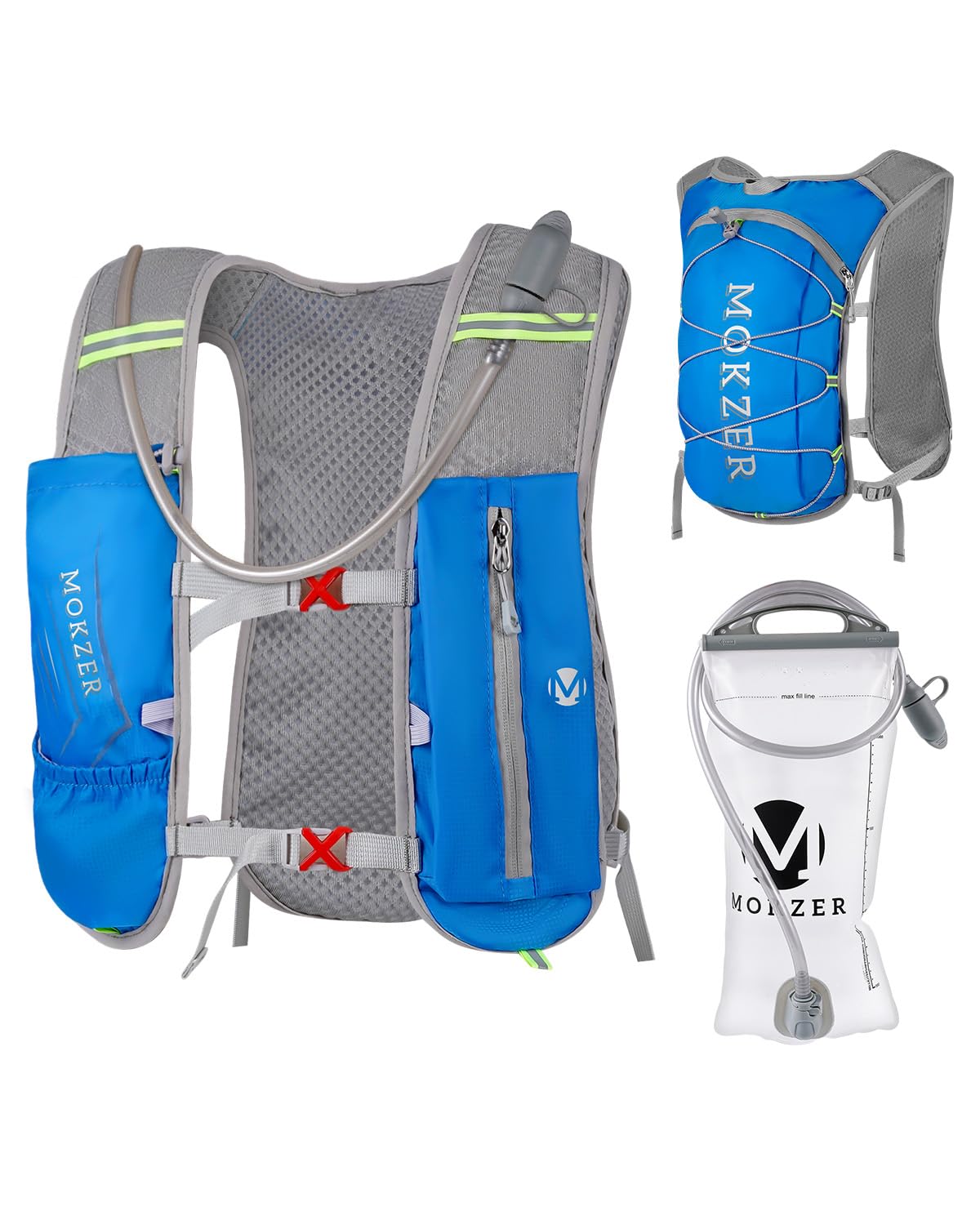 Mokzer Running Hydration Vest with a 2L Water Bladder, Hydration Pack Lightweight Water Backpack for Running Hiking Cycling Marathon Trail for Men