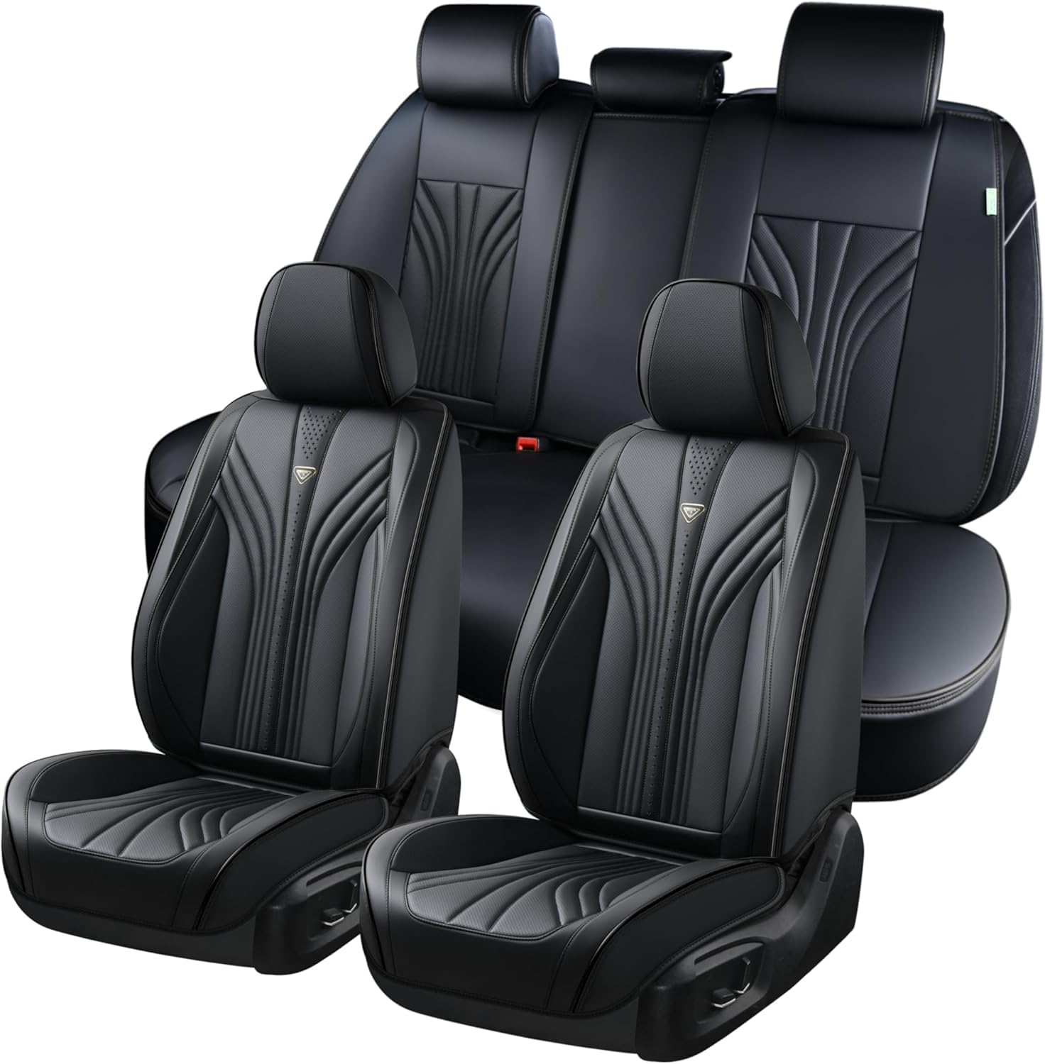 FLORICH Autositzbezüge Set PU Leder Vordersitze und Rückbank, wasserdichte Autositzauflage Universelle Passform für 95% Limousine, SUV, Pickup, Van
