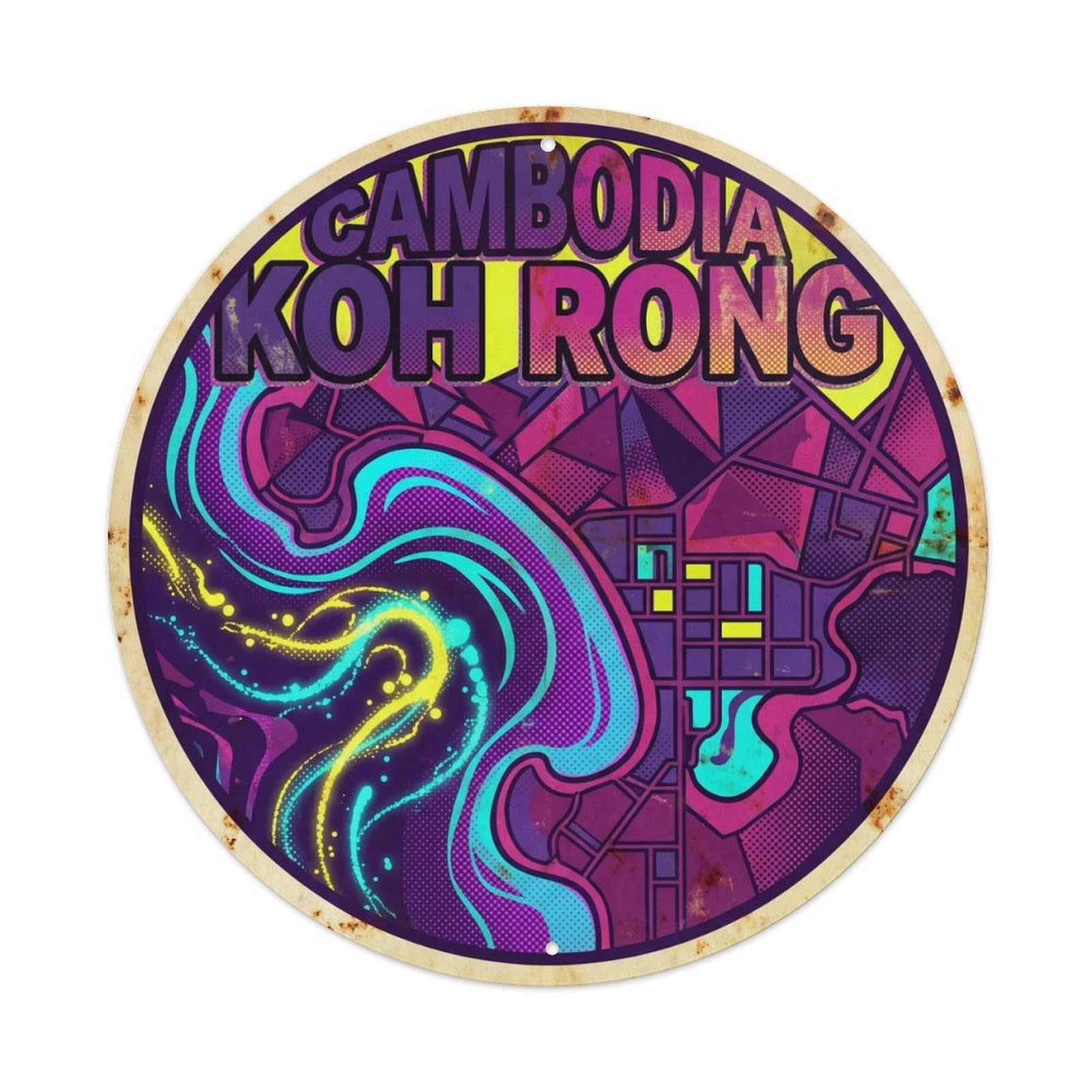 Koh Rong Sanloem Cambodia Island Resort Comic Color Metal Tin Sign