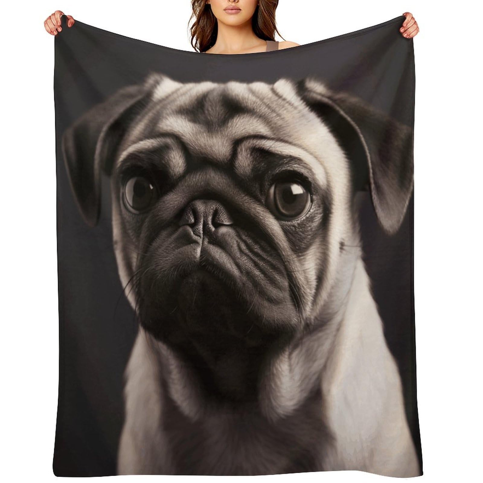 Pug Blankets Large Luxury Flannel Throw Blanket Fashion Thick Blanket for Sofa&Bed Blankets Cozy Ultra-Soft Bath Towel for Men&Women 40"x50"