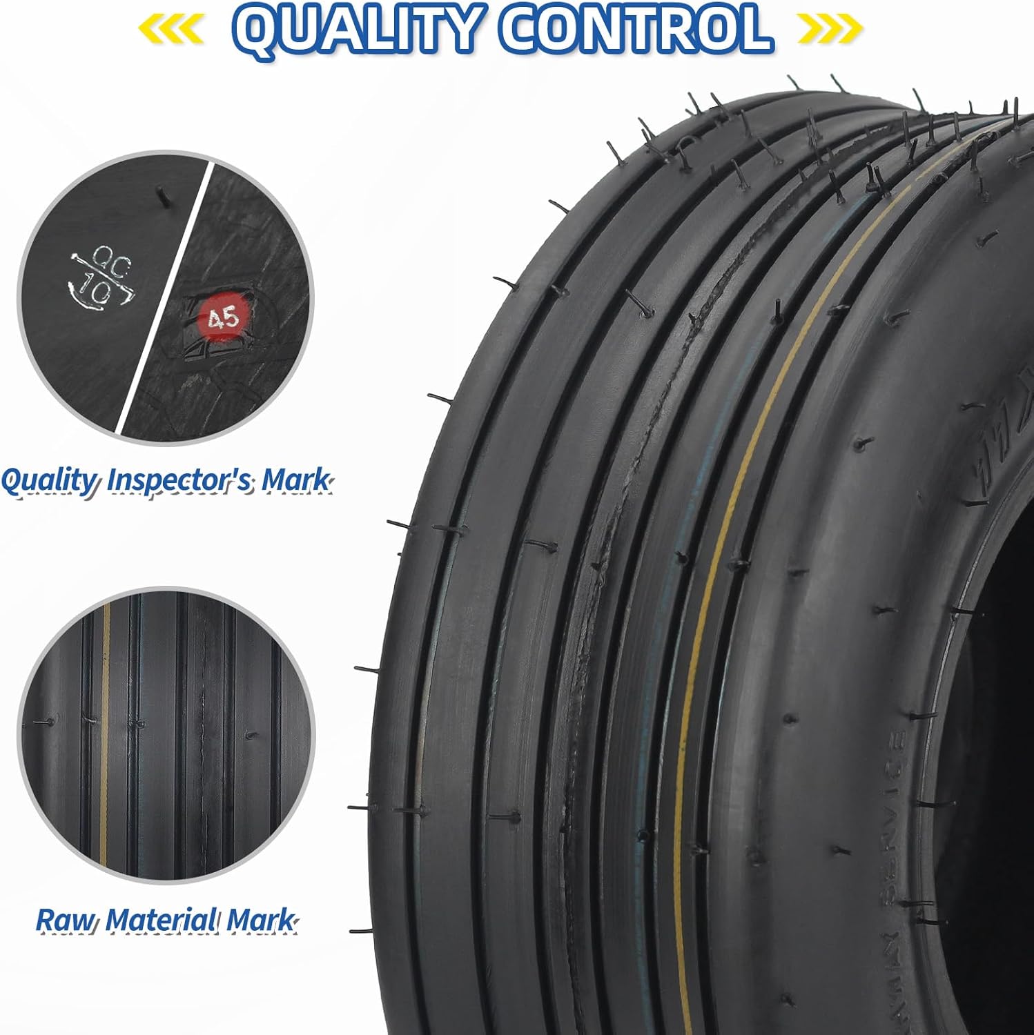 GICOOL 11x4.00-5 Tubeless Lawn Mower Tire, Zero Turn Lawn Mower Front Tire, Straight Rib Tread, 4 Ply 11x4.00-5 Straight Rib 1PACK