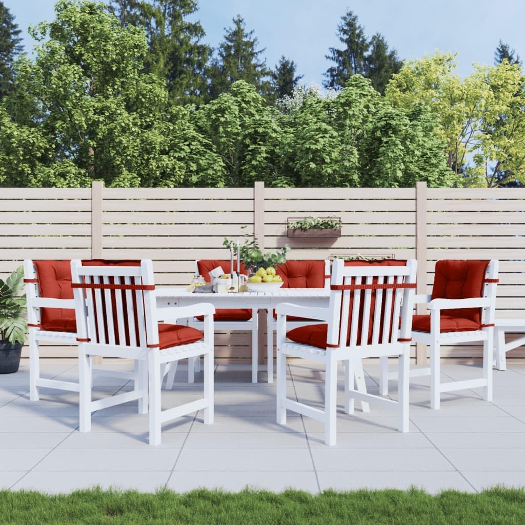 6 cuscini per sedia a schienale basso, 100 x 50 x 7 cm, tessuto in poliestere, con elastico antiscivolo e cordoncini, per sedia da giardino, balcone, terrazza, sala da pranzo, ufficio