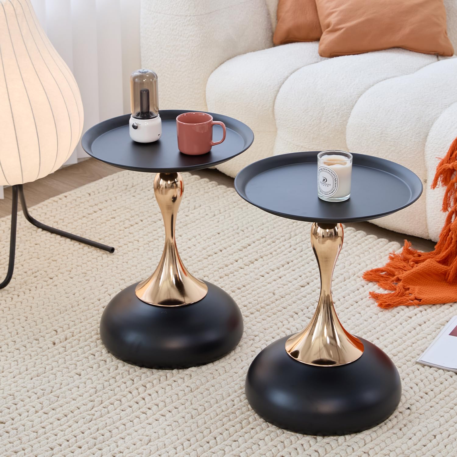 Elegant Modern Side Table - Featuring a Unique Hourglass Design, Ideal for use in Living Rooms, cafes, Dining Rooms, bedrooms, and Outdoors - a