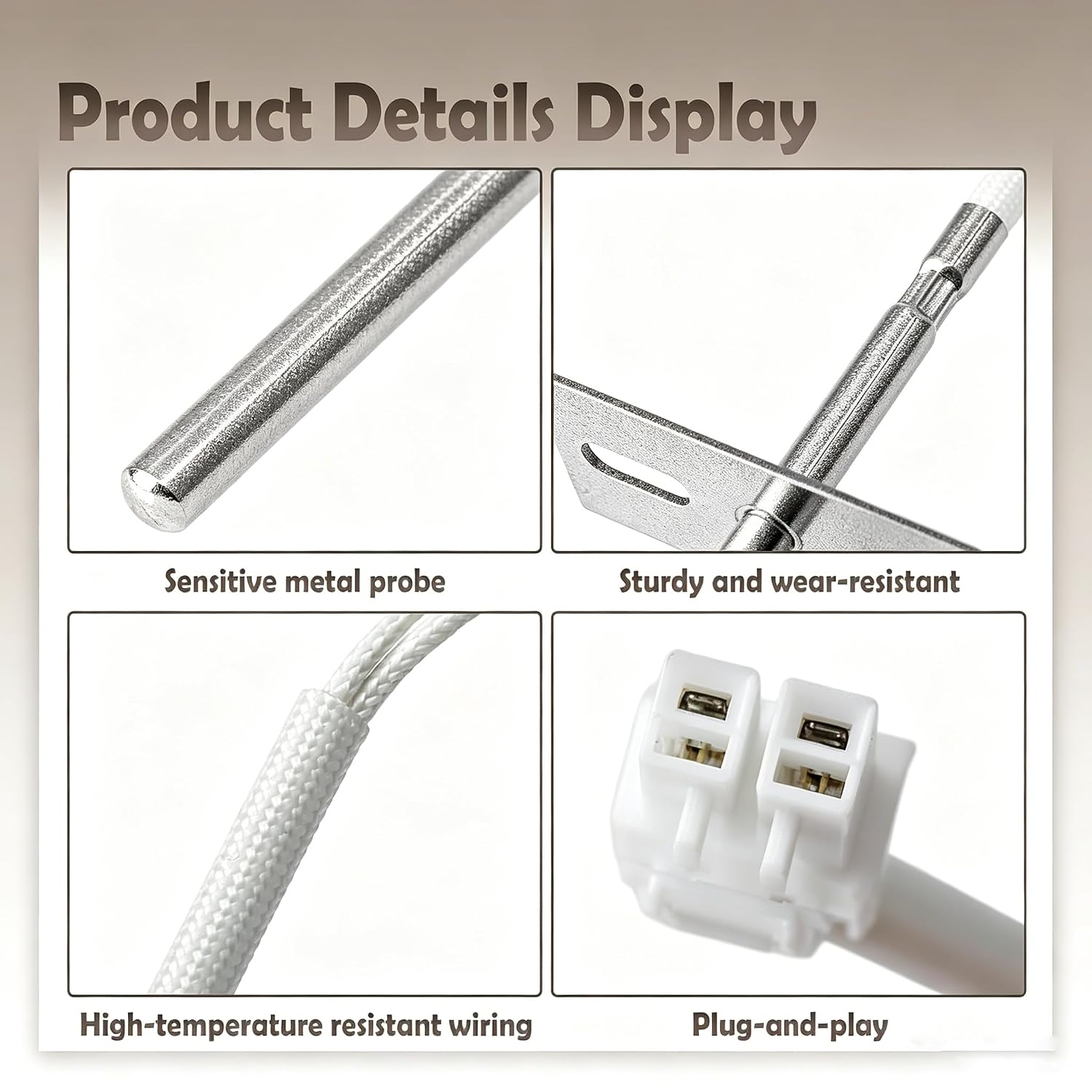 EBG61305801 Oven Temp Sensor Probe 32-500°F Stainless 2.5in | Replace EBG61305805 4210332 AP5989951 for LG Kenmore Sears ovens restores temp control plug-and-play install