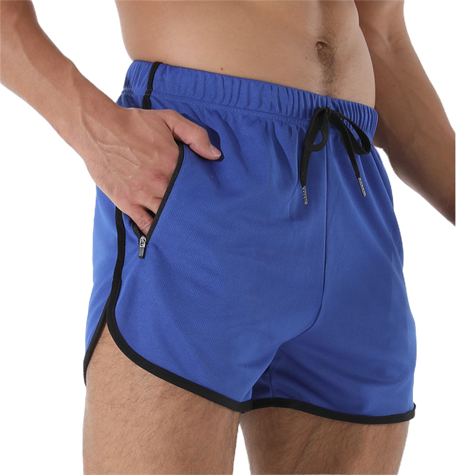 Mens Summer Casual Sports Shorts Drawstring Stretch Waist Quick Dry Beach Athletic Shorts Sweatpant with Zipper Pocket