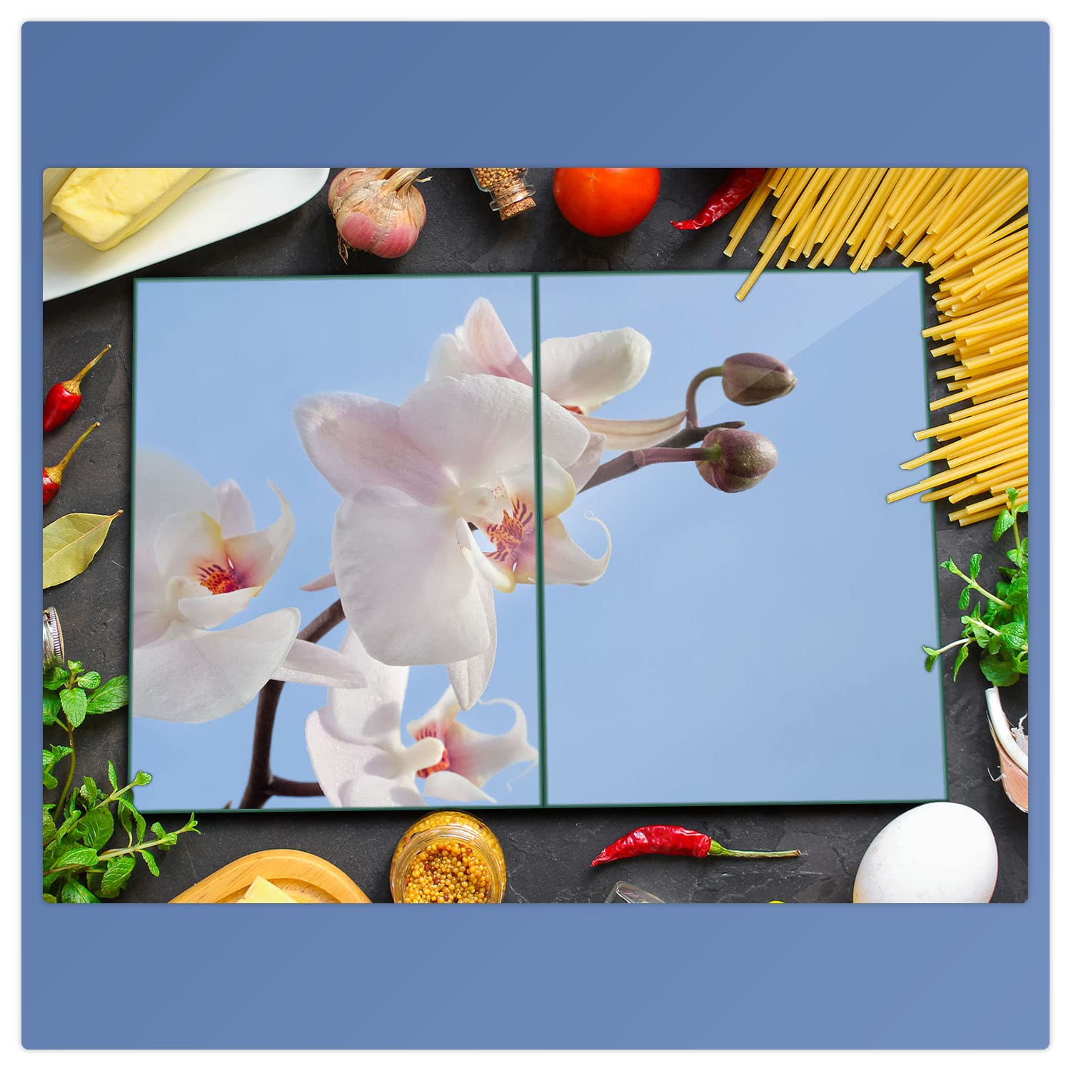 Placa para Cubrir la vitrocerámica, 2 Piezas, 2 x 40 x 52, diseño de Flores, Color Blanco, para inducción