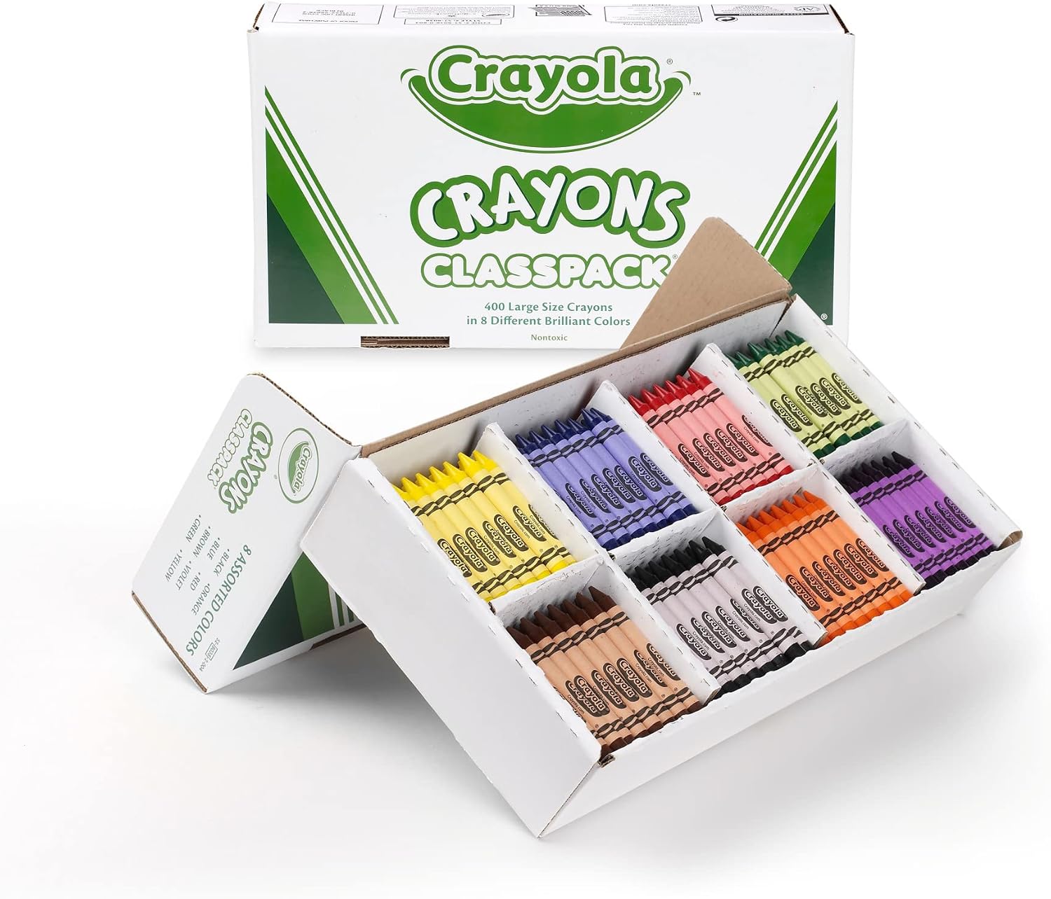 Crayola Crayon Classpack - 400ct (8 Assorted Colors), Large Crayons for Kids, Bulk Classroom Supplies for Teachers, Back to School, Ages 3+