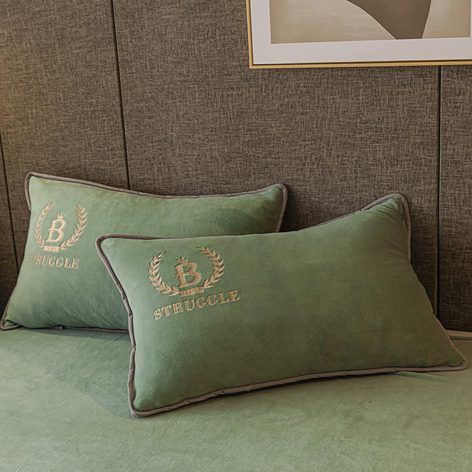ALEjon Winter Warm Mullido Juego de Funda Nórdica de Franela de 3 Piezas para Cama Doble - Verde, Tamaño 220x240cm, con Cremallera y 2 Fundas de Almohada