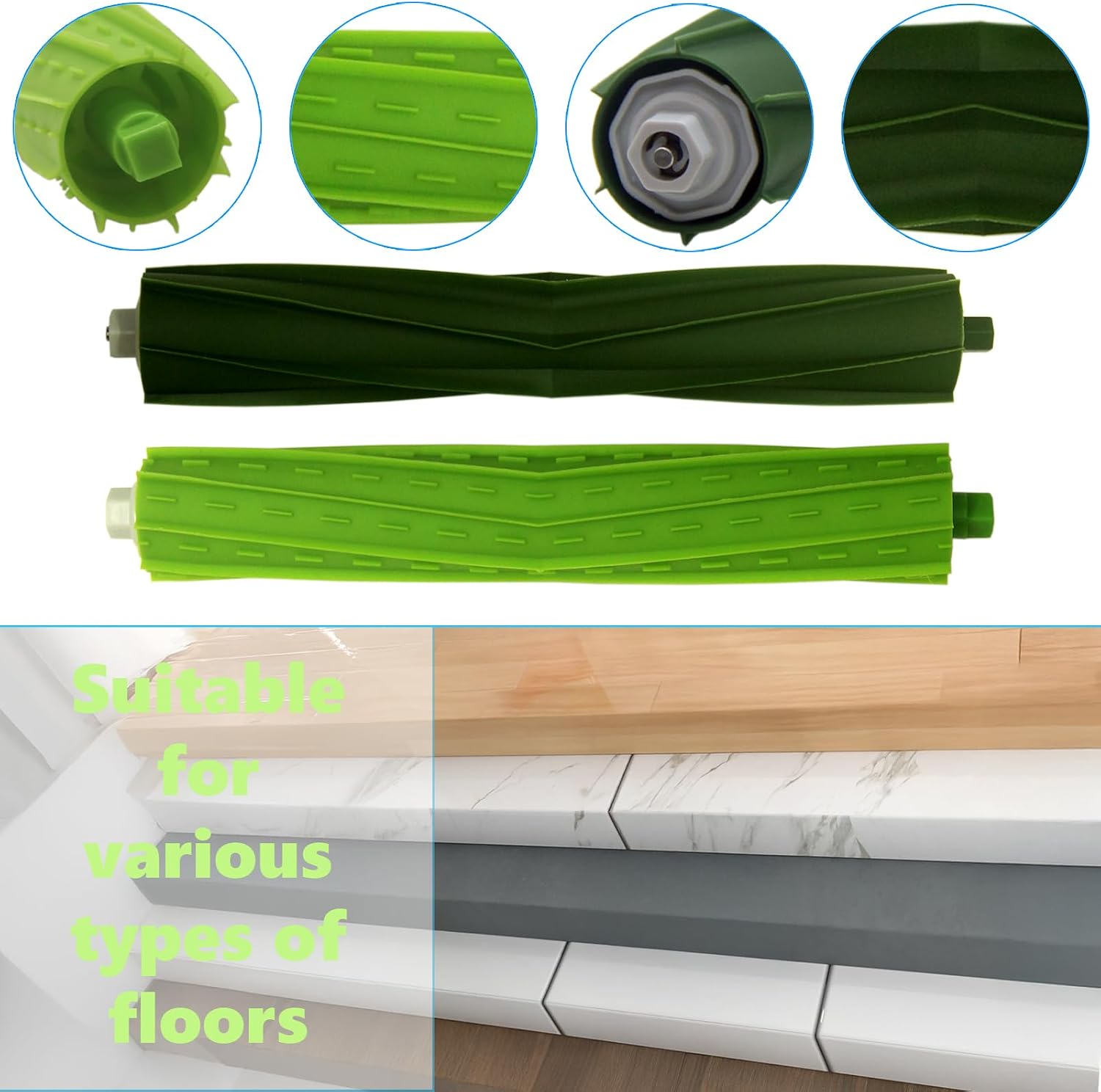 2 Sets Replacement Brush Parts Compatible with Roomba i, e & j Series – Fits i3 i3+ i4 i4+ i6 i6+ i7 i7+ i8 i8+, e5 e6 e7, j6+, Combo j5 j5+, Combo i5 i5+ Vacuum Cleaner Roller Brushes