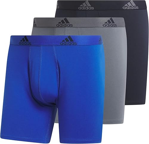 adidas Calzoncillos tipo bóxer de algodón elástico para hombre (paquete de 3) diseñados para comodidad activa y uso durante todo el día