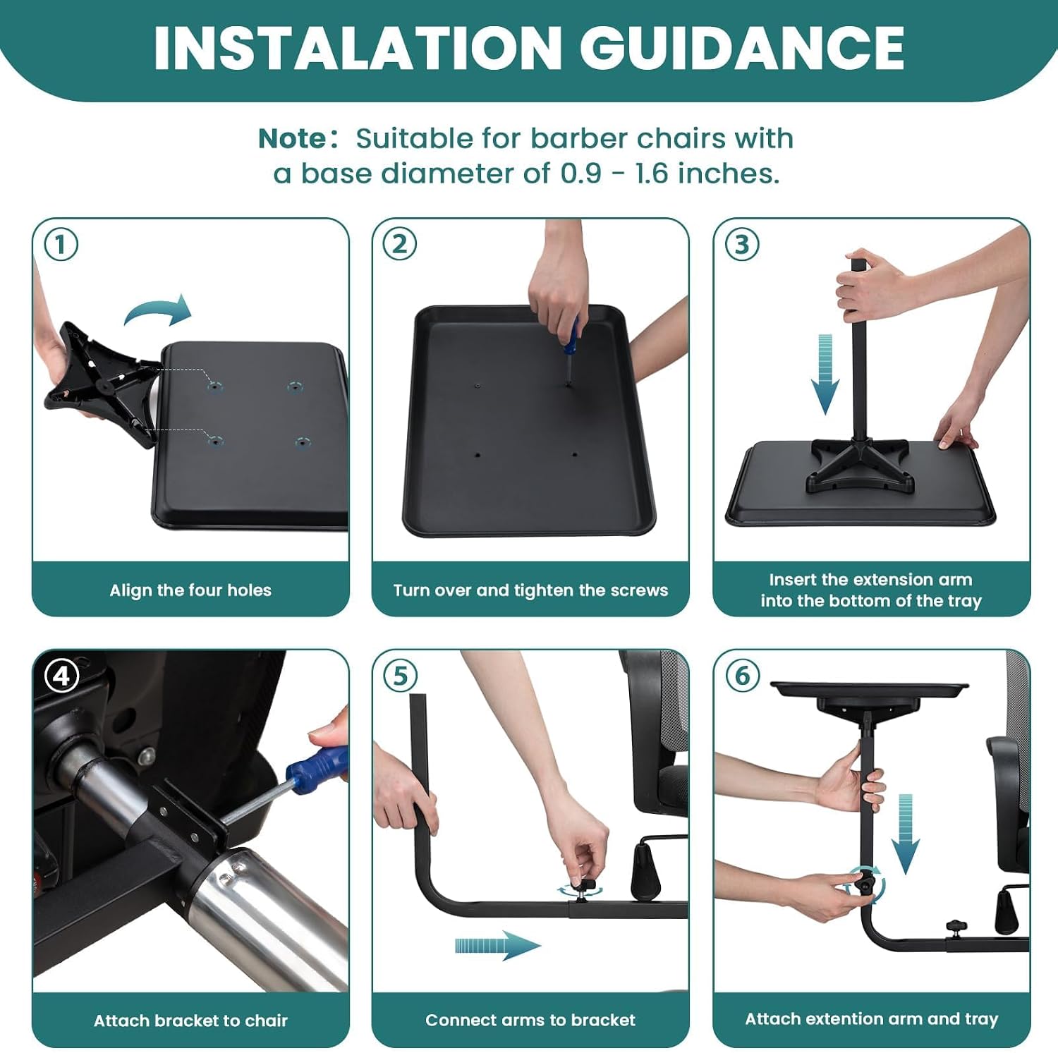 Salon Tray Attached to Chair for Hair Stylist, 360 Degree Rotation Barber Chair Tray for Hairdressing Tools, Storage for Salon Barber Tattoo Tools Make-ups