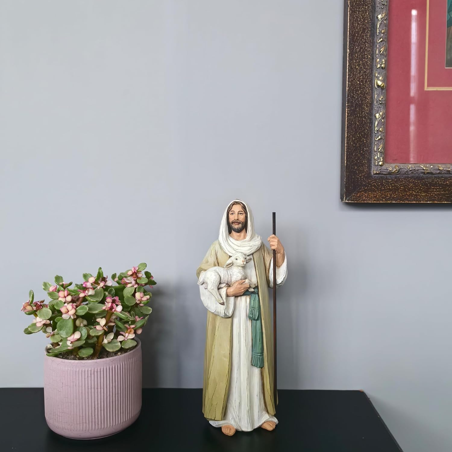 ShineOnAngel Good Shepherd Statue Jesus Holding Lamb 9.5inch Religious Modern Home Decor Figurine Indoor Tabletop Religious Gift - Image 7