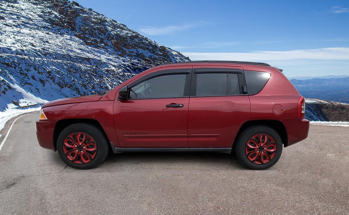 Window Visor Compatible with 2007-2017 Jeep Compass, Slim Style Acrylic Smoke Tinted 4PCS Sun Rain Shade Guard Wind Vent Air Deflector by IKON MOTORSPORTS