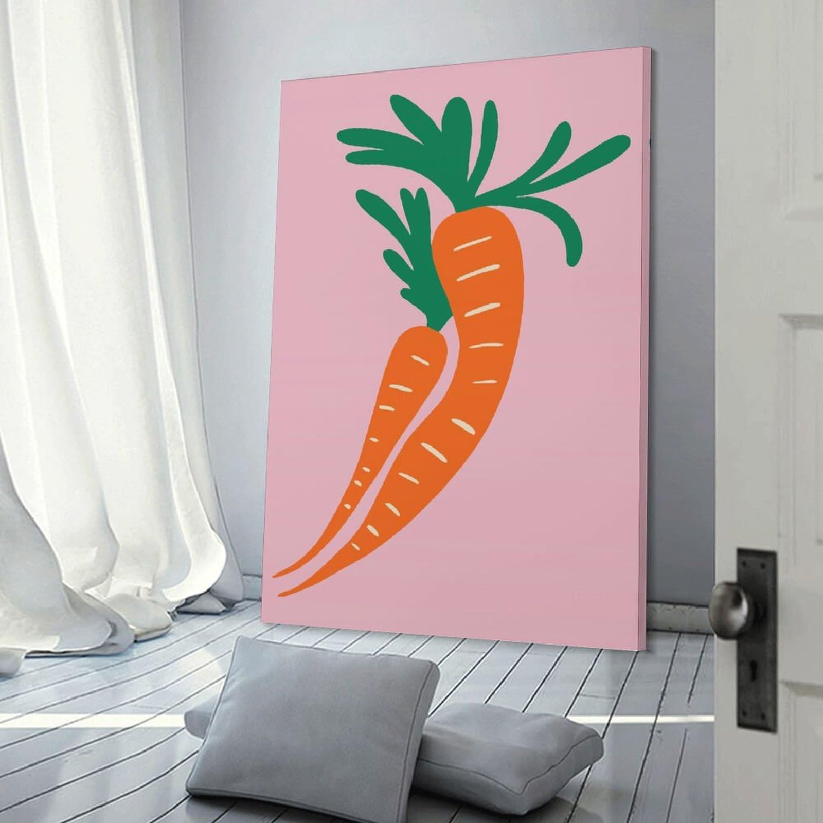 Junmoney Frame-Style-13-1 Two Carrots Illustration Decorative Wall Artwork 16X24inch(40X60cm), For New Homes, Bedrooms Or Workspaces, A Wall Art Gift For Fresh Interiors