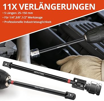 GETLITOOL 20-Piece Socket Adapter Set 11x Socket Wrench Adapter 6x Impact Wrench Adapter 3x Universal Joints Cr-V & Cr-Mo Professional Impact Tool Adapter for Car Repair Mechanical Maintenance
