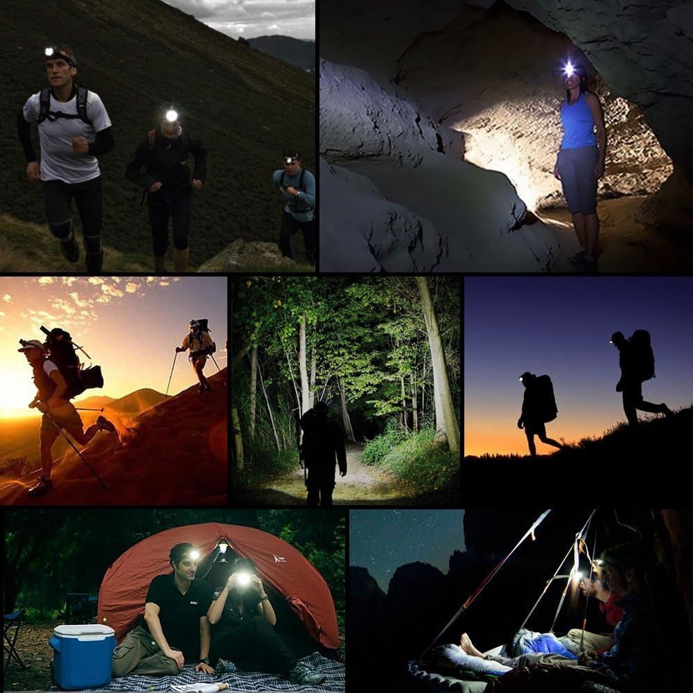 LE CREE LED Headlamp Zoomable 6 Modes USB Rechargeable Super Bright Sports Headlight Helmet Light for Camping, Running, and Hiking Reading