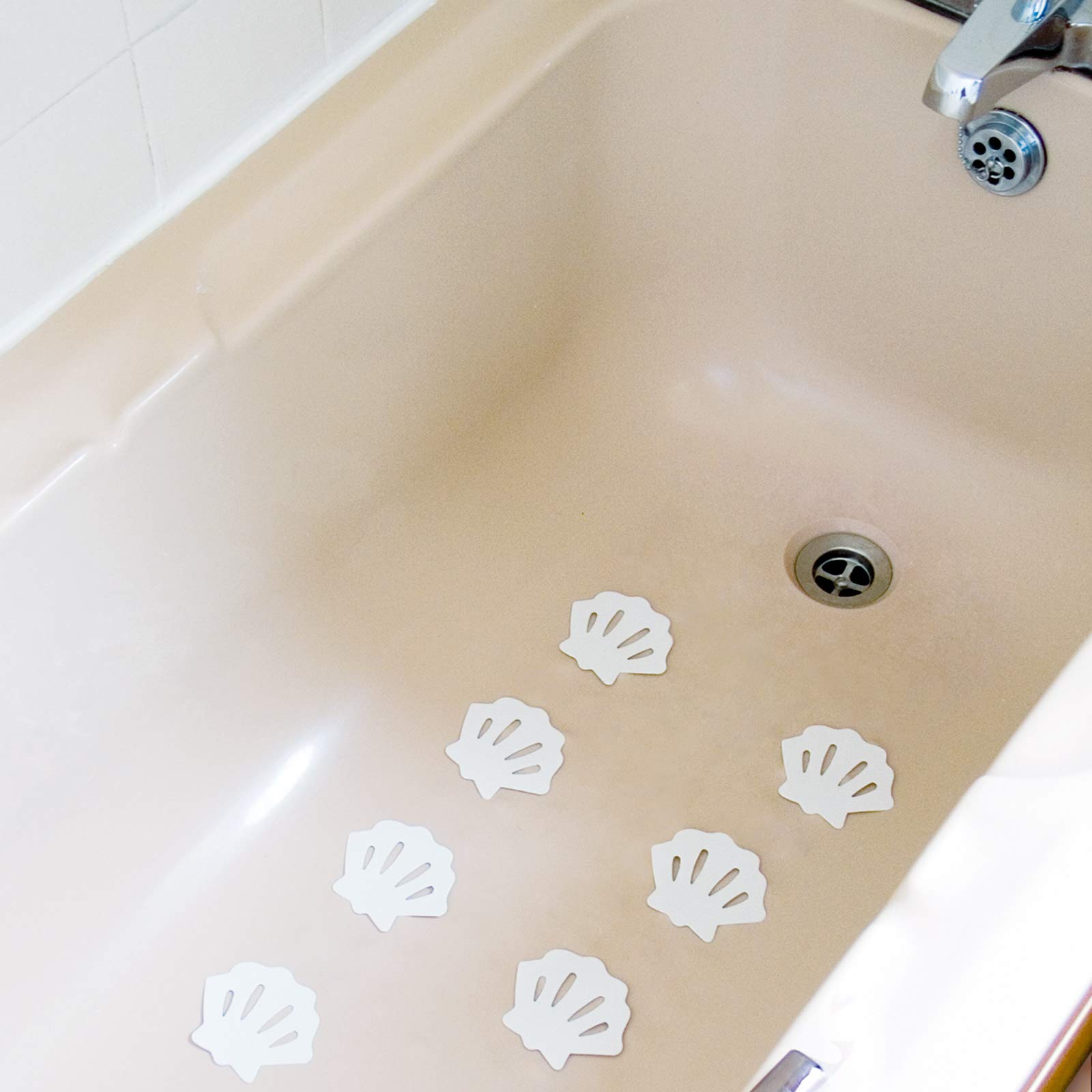 Non Slip Sea Shells Bath and Shower Safety Aid 90mm x 75mm (max) - Pack of 9