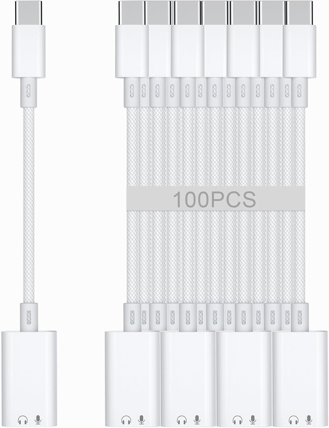 USB C to Lightning Headphone Audio Adapter, USB C Male to Lightning Female Earbuds Audio Adapter Compatible with iPhone 17/16/16e/15 Plus/Pro/Max, iPad Pro, iPad Air 6/5, MacBook (No Charge)[100 Pcs]