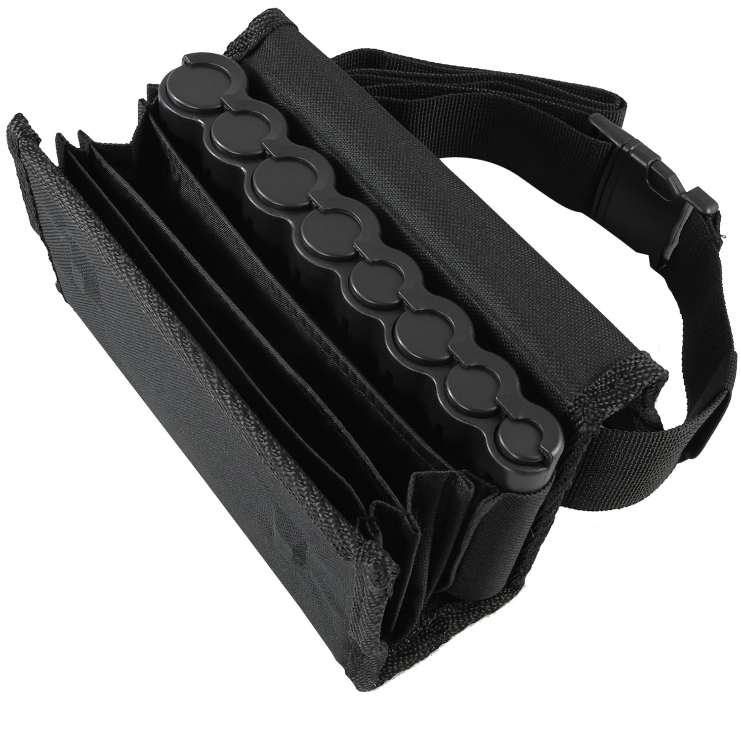 HMF Cartera de Camarero, Monedero Profesional con Cambiador de Euros y Correa de Transporte, 20,5 x 6,5 x 10 cm, Negro