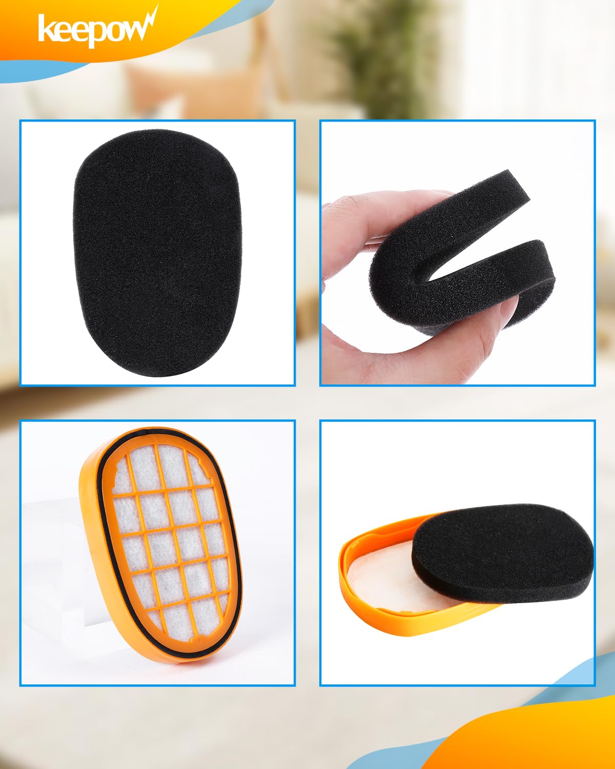 Keepow 8 Filter für Philips SpeedPro Max Aqua Akkusauger, Kompatibel mit Philips XC8045 Filter und 8000 Series Aqua Plus, Waschbarer Staubsauger Filter für FC6812 FC6813 FC6822 FC6823 FC6826 FC6723/01