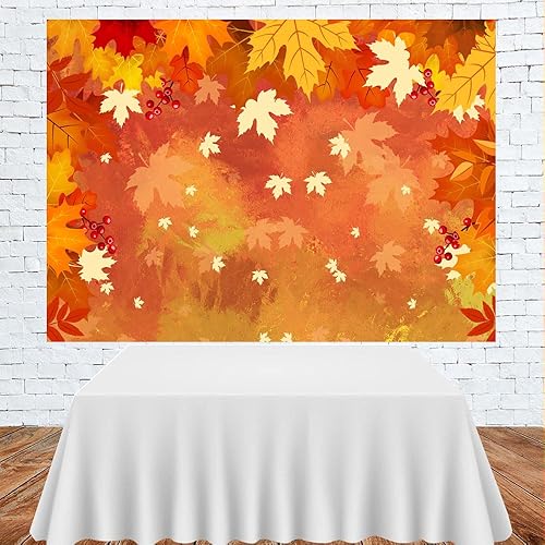 Miniatura 3 de Lofaris Fondo de fotografía de escena de hojas de arce otoñal, 7 x 5 pies, fondo de piso de cosecha de otoño, suministros para fiesta de Acción de