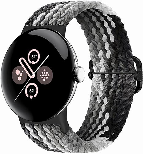 Paquete de 2 correas trenzadas Solo Loop compatibles con Google Pixel Watch 2Pixel Watch, correas elásticas ajustables de nailon elástico con