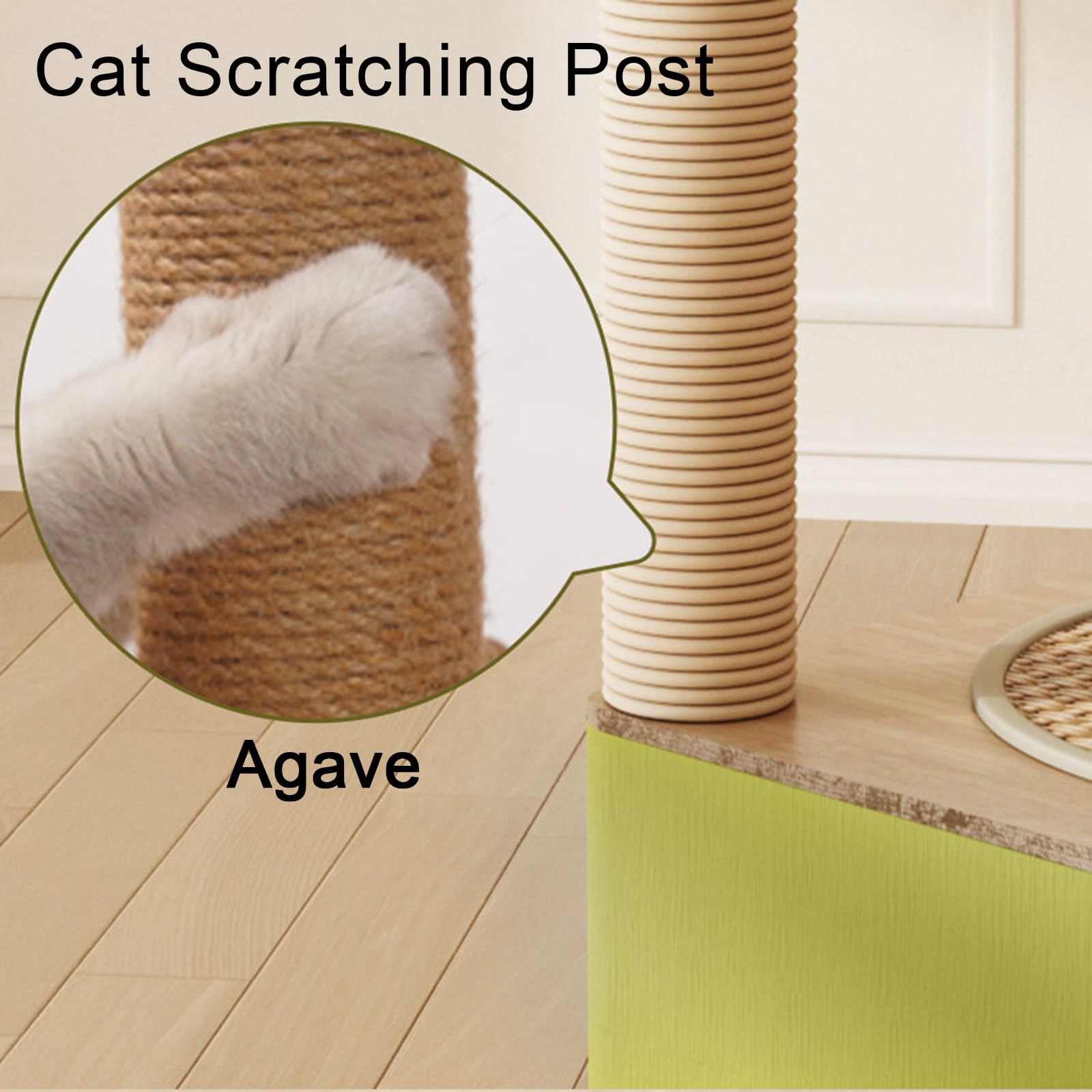 Madera Rascador Gato con Cápsula Espacial Plataforma de Felpa Columna de Sisal para Rascar Árbol para Gatos de Varios Niveles Caseta Grande Base Reforzada Cuna Incluida Gran Capacidad de Peso