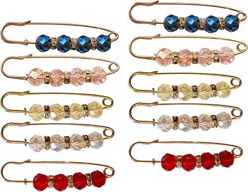 10 broches de colores mixtos para CTCTBSJO suéter, chal, chal, cuello de chal, alfileres para camisa, clips de camisa vintage, pin de seguridad para