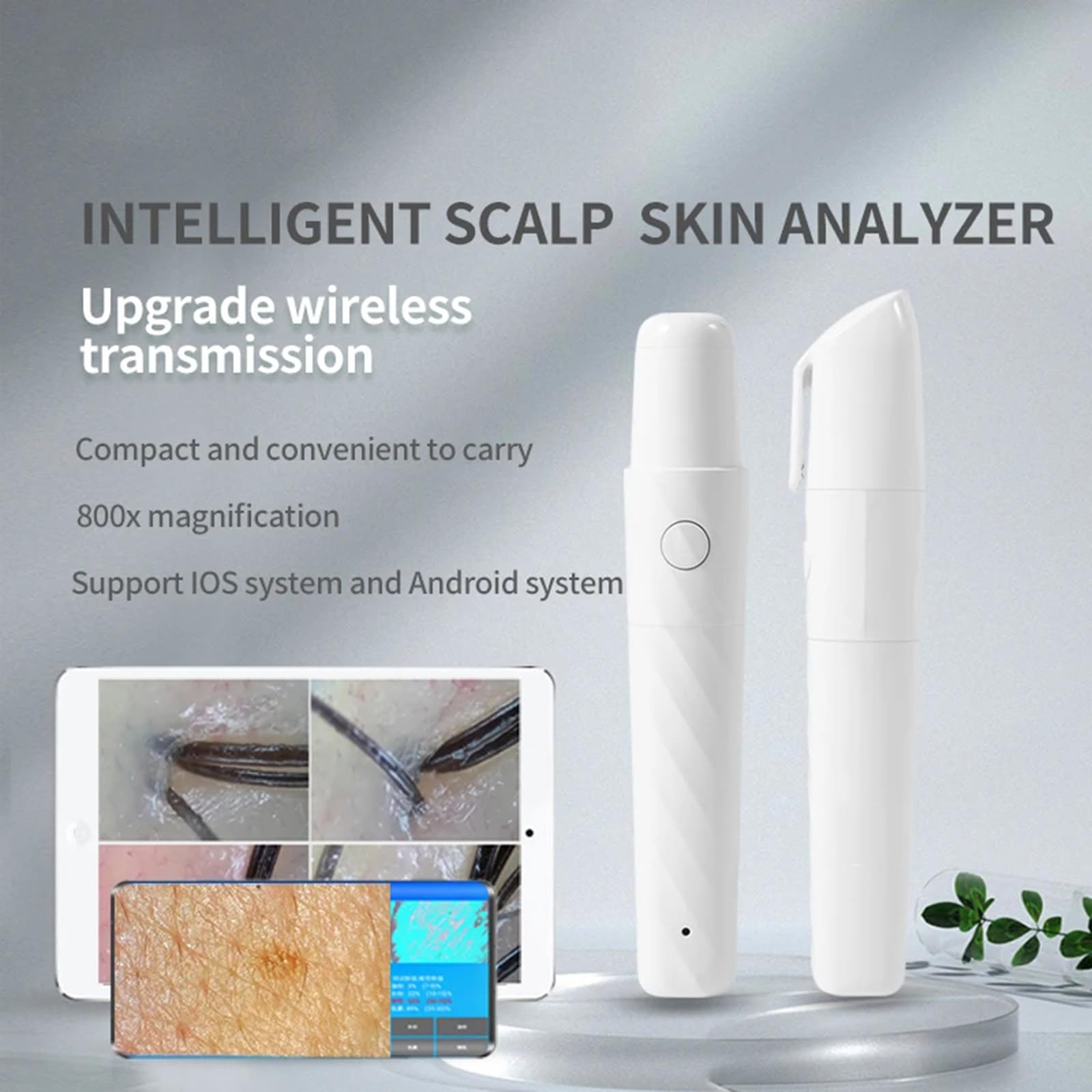Jootoo Dermatoscope portatif, Machine d'analyse de la Peau, Machine de Diagnostic du Cuir chevelu USB, détecteur de Cuir chevelu Portable Haute définition 800X, testeur de Peau