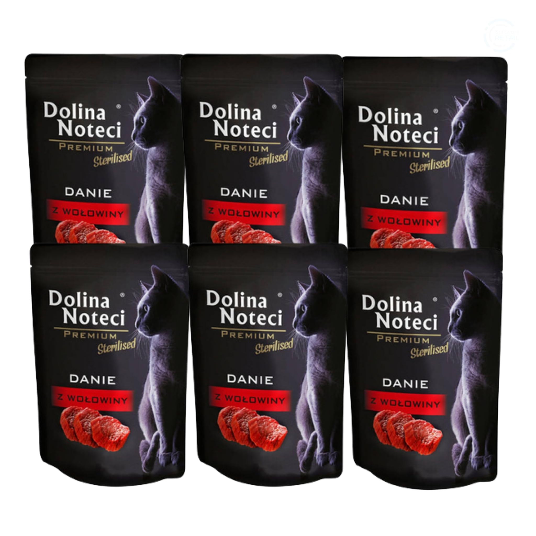 Dolina Noteci Premium Sterilised Wet Cat Food Beef Dish - Grain-Free Weight Management Formula for Neutered Cats - Low Fat (3.5%), High Protein Pate - Complete Balanced Nutrition (6x85g)