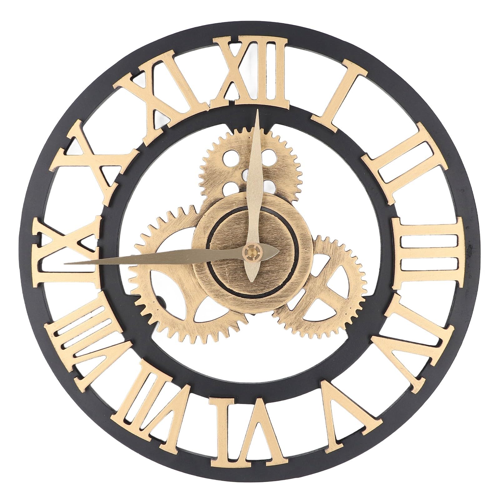 Horloge Murale Vintage 3D bois 34cm - Horloge industrielle grand format.